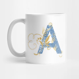 A - Vintage Floral Initial Letter Mug